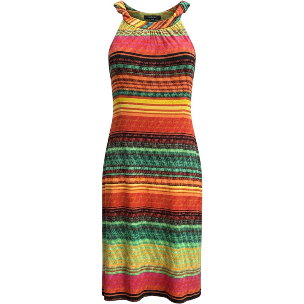 Rafaella Reversible Sleeveless Dress Large Floral Stripe Halter RSQM9012 NEW